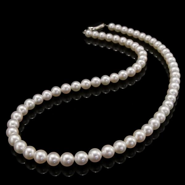 特級 6-6.5mm アコヤ真珠 ネックレス 鑑別書付　シャープなてりの高品質ホワイトあこや 冠婚葬...