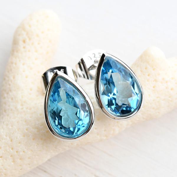 ティアドロップ スイスブルートパーズ ピアス