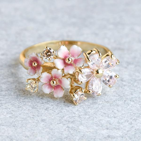 桜 リング 可憐にきらめく ピンク フラワー