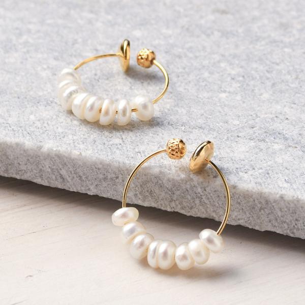 淡水真珠 ベビーパール フープイヤリング　上品で可憐 ピアスのような装着感のピアリング　NA11