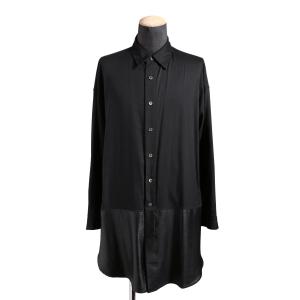 希少 イサムカタヤマバックラッシュ / ディアスキン切り替え オーバーサイズ シャツ / size M (BLACK)｜leconstruction