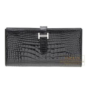 エルメス　ベアンコンパクト　ブラック　ヴォーエプソン　シルバー金具 エルメス ベアンコンパクト ブラック ヴォーエプソン シルバー