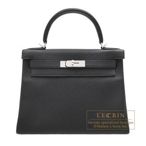 エルメス　ケリー28/内縫い　ブラック　トゴ　シルバー金具
