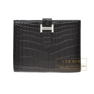 エルメス　ベアンコンパクト　ブラック　ヴォーエプソン　シルバー金具 HERMES エルメス ベアンコンパクト ブラック ヴォーエプソン