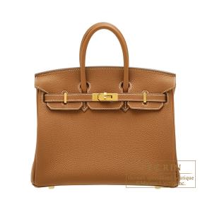 エルメス　バーキン25　ゴールド　トゴ　ゴールド金具
