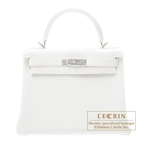 エルメス　ケリー28/内縫い　ホワイト　トリヨンクレマンス　シルバー金具｜lecrin