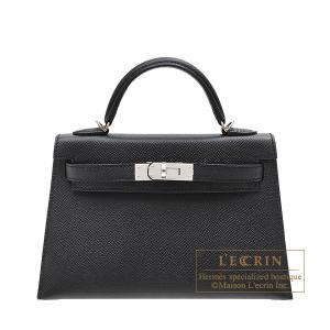 エルメス　ケリーミニ/外縫い　ブラック　ヴォーエプソン　シルバー金具