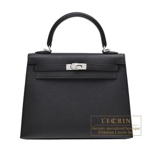 エルメス　ケリー25/外縫い　ブラック　ヴォーエプソン　シルバー金具