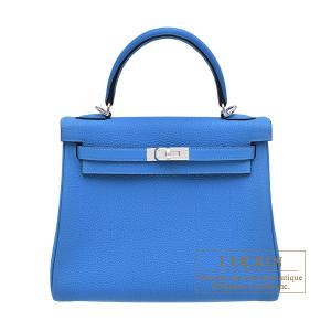 エルメス　ケリー25/内縫い　ブルーイドラ　トゴ　シルバー金具