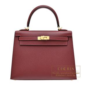 エルメス　ケリー25/外縫い　ルージュアッシュ　ヴォーエプソン　ゴールド金具