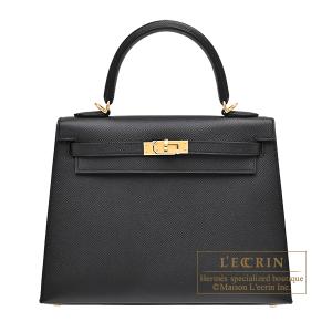 エルメス　ケリー25/外縫い　ブラック　ヴォーエプソン　ゴールド金具