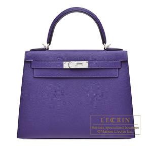 エルメス　ケリー28/外縫い　パープル　ヴォーエプソン　シルバー金具