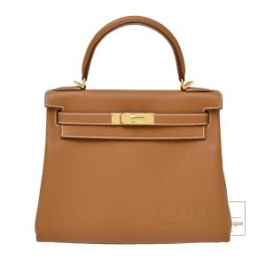 エルメス　ケリー28/内縫い　ゴールド　トゴ　ゴールド金具