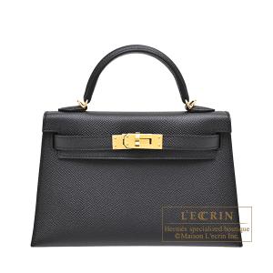 エルメス　ケリーミニ/外縫い　ブラック　ヴォーエプソン　ゴールド金具