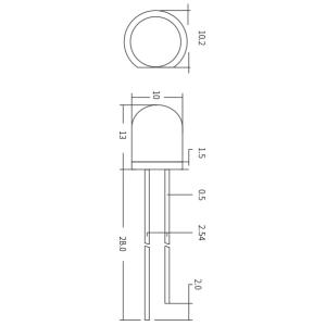 10mm 砲弾型LED 0.5W 白色 白 ホ...の詳細画像3
