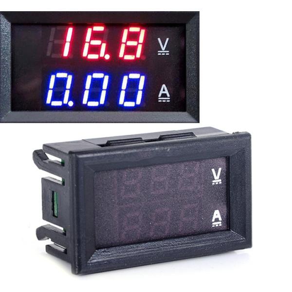 デジタル 電圧計 電流計 DC100V 10A まで測定可 暗所でもOK 赤色 LEDバックライト ...