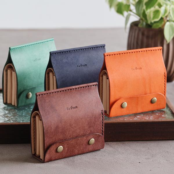 紙袋の形をモチーフにした 可愛い二つ折り財布 LF-016 マルゴー×ヌメ革ツートン 財布 ミニ財布...