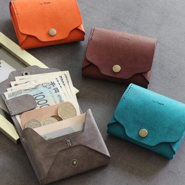 お札が折れない 可愛い二つ折り財布 LF-021 マルゴー×ヌメ革ツートン レザー財布 ミニ財布 革...