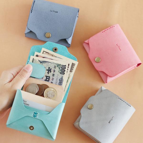 お札が折れない 可愛い二つ折り財布 LF-021 シビラ×ヌメ革ツートン レザー財布 ミニ財布 革財...