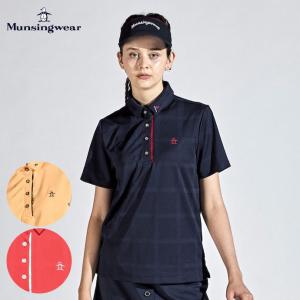 ゴルフ レディース/女性用 マンシング チェックジャカード半袖台衿シャツ MGWXJA05｜leftygolf