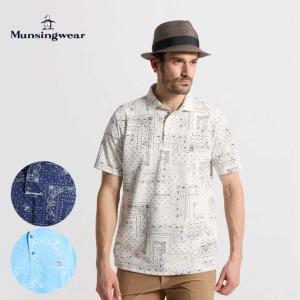 ゴルフウエア メンズ マンシング SUNSCREEN高通気バンダナ総柄半袖ポロシャツ 春 夏 26SS