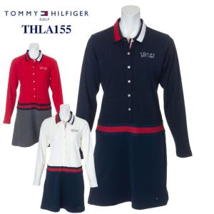 高級品市場 月間優良ショップ受賞 トミーヒルフィガー ゴルフ ワンピース 長袖 レディース シャツワンピース 吸水速乾 抗菌防臭 Uvカット Tommy Hilfiger Golf 白 紺 赤 Thla155 レディースウェア