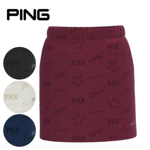 ゴルフ レディース ピン ベロアジャカードスカート 6225234900 秋 冬 ゴルフウェア