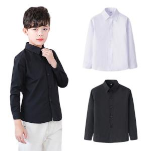 ネルシャツ 男児 シャツ 長袖 男の子 ワイシャツ 子供 長袖シャツ フォーマル 白 黒 キッズ コットンシャツ ジュニア フォーマルシャツ 無地 送料無料