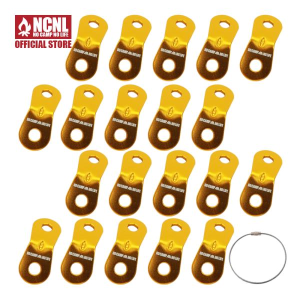 NCNL NO CAMP NO LIFE 自在金具 二つ穴型 ゴールド 20個 アルミ テント ター...