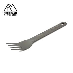 TITAN MANIA チタンマニア カトラリー フォーク チタン製 ソロキャンプ バーベキュー 超軽量 頑丈 食器 15.5cm 155mm 収納袋付き