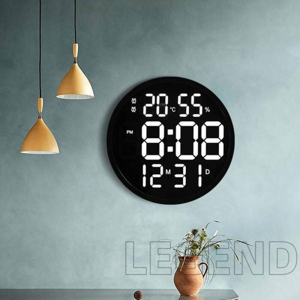 掛け時計 壁掛け時計 時計 クロック LED 温度 湿度計 日付表示 LEDデジタル 電子壁掛け時計...
