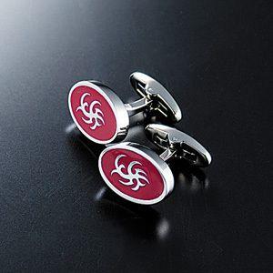 カフス カフスボタン カフリンクス チタン 赤 レッド シンプル メンズ スーツ 金属アレルギー対応...