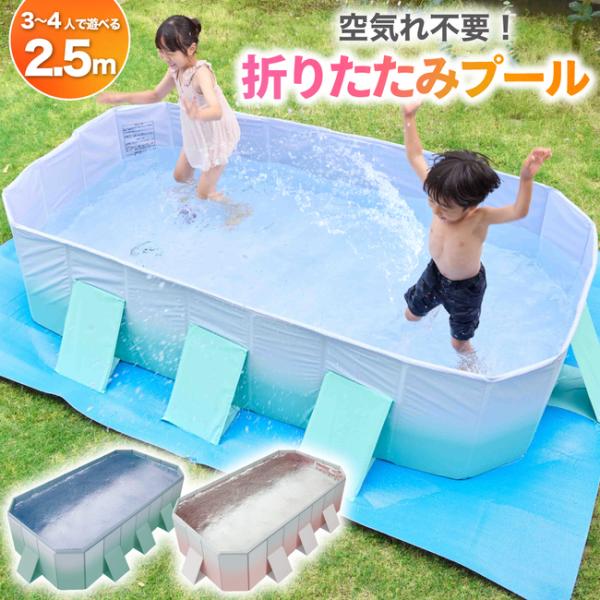 プール 2.5m ビニールプール 大型 折り畳みプール 空気入れ不要 【子供たちを笑顔にするHapp...