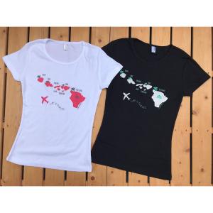 ハワイ諸島 &amp; kuu ki ai mauna 半袖Tシャツ フラ フラダンス レディース ハワイ ハワイアン ストレッチ素材 格安 黒 白 パウスカート