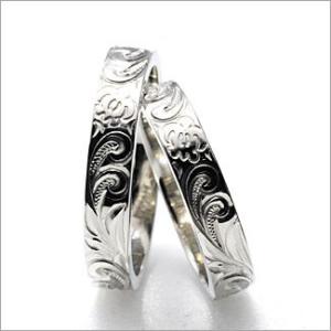ハワイアンジュエリー マリッジリング 結婚指輪 オーダーメイド・フラットリング幅4mm・厚み1.5m...