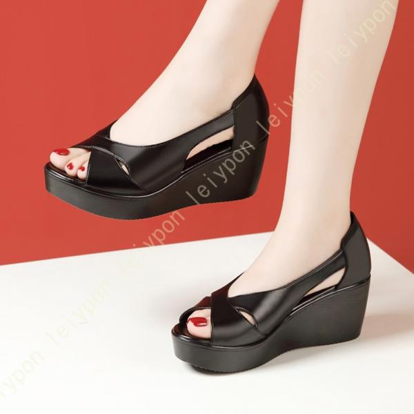 レディースサンダル 夏 パンプス オープントゥ 大きいサイズ パーティ ウェッジソール オフィスシュ...