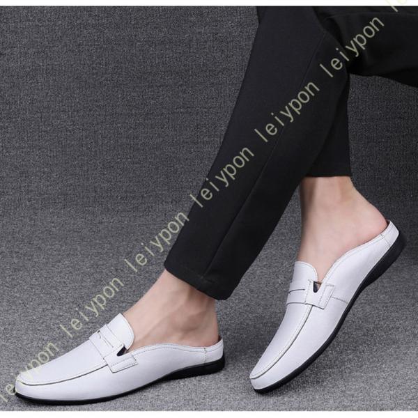 メンズ ビジネスサンダル 紳士靴 クッション性 オフィス スリッポン 防滑 サボ かかとなし スニー...