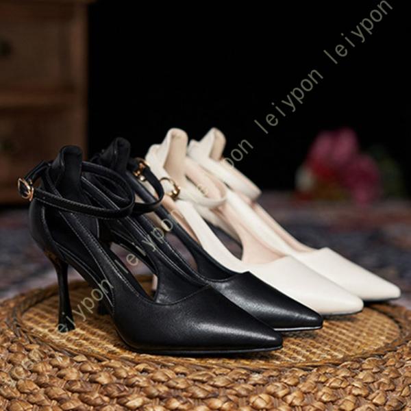 パンプス ストラップ 歩きやすい 通勤 きれいめ レディース ハイヒール ピンヒール ポインテッド ...