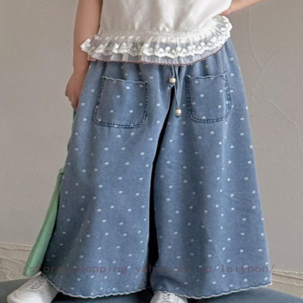 デニム ワイドパンツ 子供服 女の子 シンプル カジュアル かわいい ベビー 赤ちゃん キッズ 子供...