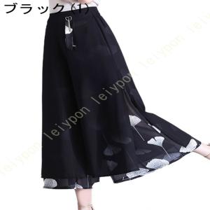 ワイドパンツ ガウチョパンツ シフォンパンツ ...の詳細画像2
