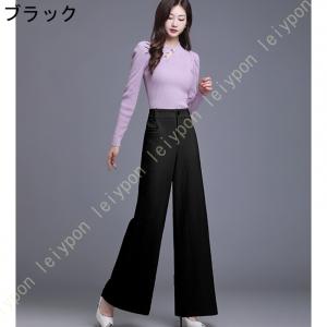 レディース ワイドパンツ ガウチョパンツ 厚手...の詳細画像1