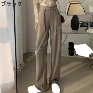 ワイドパンツ レディース きれいめ ウエストゴ...の詳細画像2