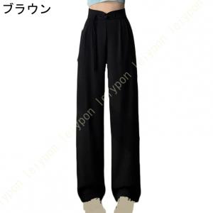ワイドパンツ レディース きれいめ ウエストゴ...の詳細画像3