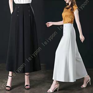ワイドパンツ レディース 春夏 スカンツ ゴムウエスト クロップト丈 ロング丈 体型カバー ガウチョパンツ スカーチョ クロップトパンツ パンツ ボトムス