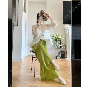 ロングパンツ プリーツパンツ レディース ワイ...の詳細画像5