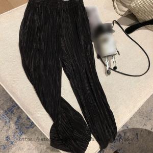 ワイドパンツ レディース ガウチョパンツ 黒 ...の詳細画像2