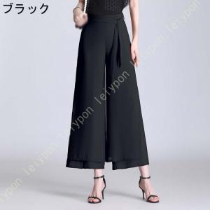 ワイドパンツ レディース 9分丈 シフォン ガ...の詳細画像1