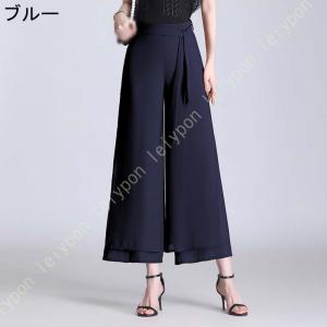ワイドパンツ レディース 9分丈 シフォン ガ...の詳細画像4