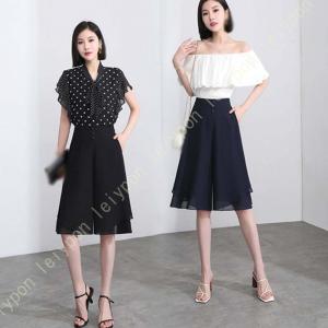 スカーチョ キュロット シフォン ワイドパンツ ガウチョパンツ 涼しい 夏 フレア クロップドパンツ ミモレ丈 シフォンパンツ レディースパンツ スカート風