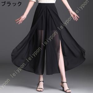 シフォンワイドパンツ レディース ガウチョパン...の詳細画像2